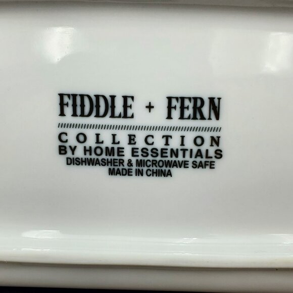 Home Essentials Fiddle & Fern Covered Butter Dish White Butter Keeper with Lid - Picture 5 of 5